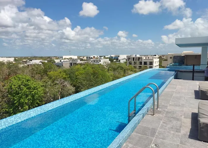 Nuevo Estudio Con Terraza Totalmente Equipado Aldea Zama Apartamento